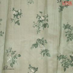 Cantaloupe Orange Organza Embroidery Saree