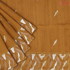 Dark Mustard Kosa Embroidery Saree