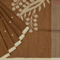 Russet Brown Byloom Cotton Saree
