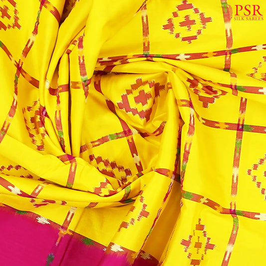 Yellow Pochampally Silk Ikat Saree