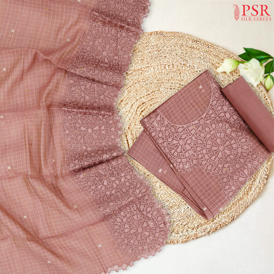 Onion Pink Silk Cotton Dress Material