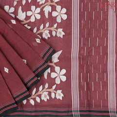 Maroon Bengal Cotton Saree