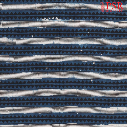 Dark Blue Ajrakh Print Running Material