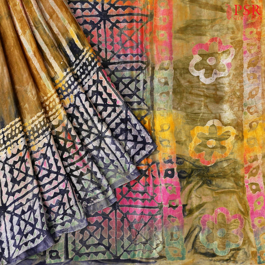 Mustard Brown Modal Silk Saree