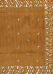 Dark Mustard Kosa Embroidery Saree