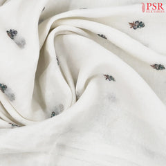 Floral White Linen Saree