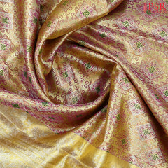 Golden Pink Kanchipuram Jacquard Silk Saree