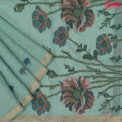 Turquoise Blue Ghicha Cotton Saree
