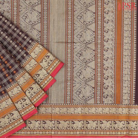 Brown Kalakshetra Kovai Cotton Saree