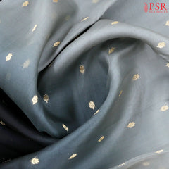 Grey & Black Organza Cut Work Saree