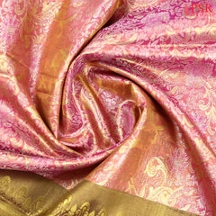 Carnation Pink Kanchipuram Tissue Silk Saree