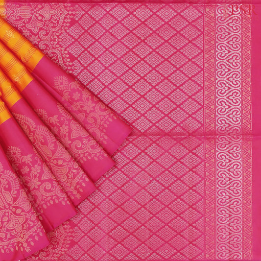 Crossandra Orange Soft Silk Mix Saree