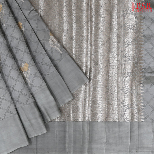 Grey Chiniya Silk Saree