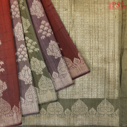 Dark Hued Multicolor Kadhi Tussar Silk Saree