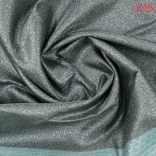 Turquoise Grey Kanchipuram Tissue Silk Saree