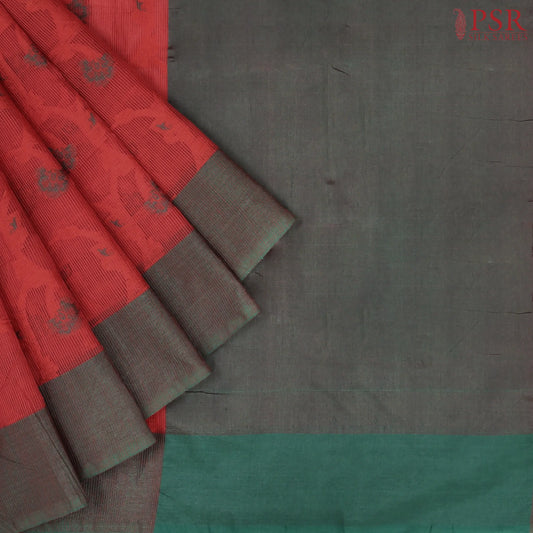 Red Manipuri Supernet Saree