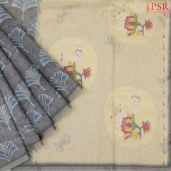 Dark Grey Silk Cotton Saree
