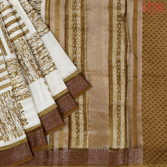 Beige & Mustard Brown Chanderi Silk Cotton Saree