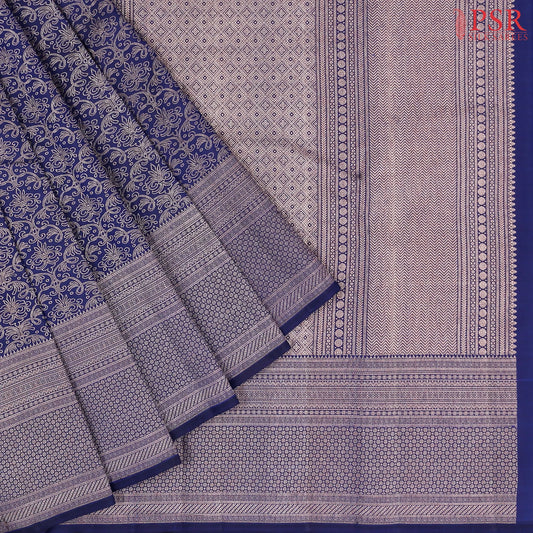 Dark Blue Kanchipuram Silk Saree