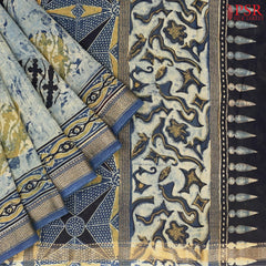 Dusty Blue Jaipur Cotton Printed Saree