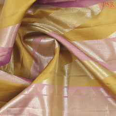 Mustard Yellow & Dusty Rose Kanchipuram Silk Saree