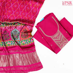 Hot Pink Semi Silk Dress Material