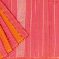 Saffron & Sunkist Pink Kanchipuram Silk Saree