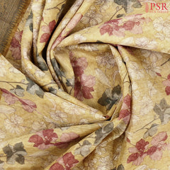 Flax Yellow Bamboo Silk Sarees