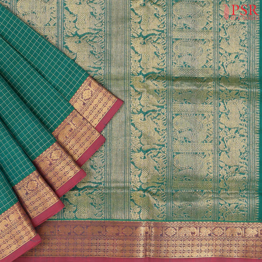 Emerald Green Cotton Silk Saree