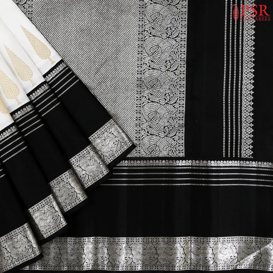 White Kanchipuram Silk Saree