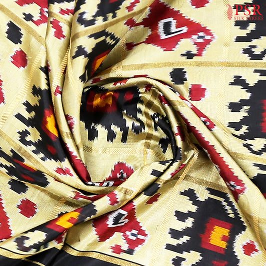 Pomelo Olive Pochampally Silk Ikat Saree