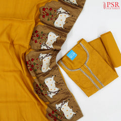 Mustard Yellow Silk Cotton Dress Material