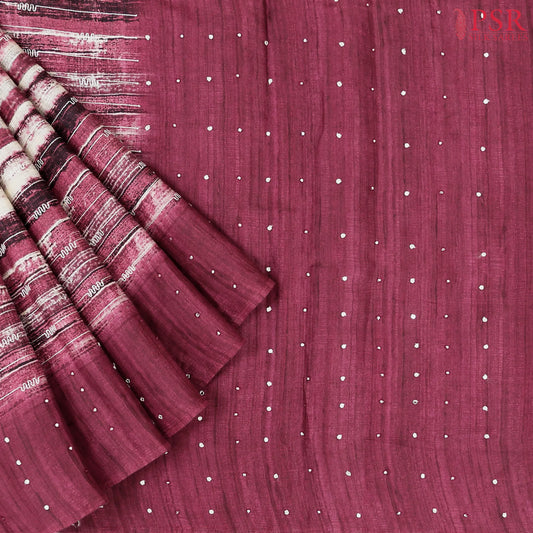 Burgundy Semi Dupion Saree
