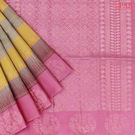 Granola Beige & Grey Soft Silk Saree