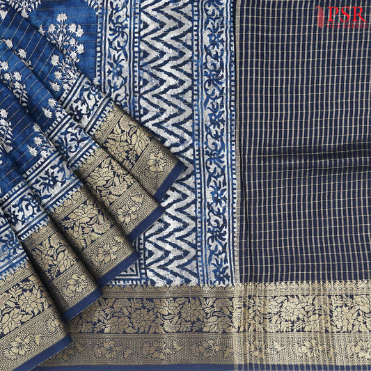 Indigo Blue Modal Silk Saree