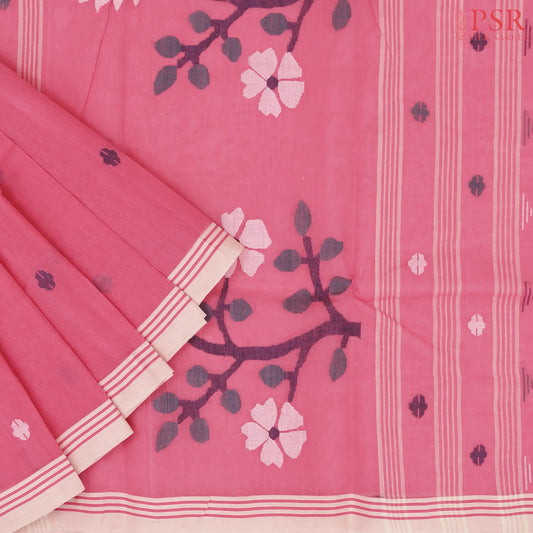 Brink Pink Bengal Cotton Saree
