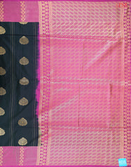 Coal Black Soft Art Silk Saree