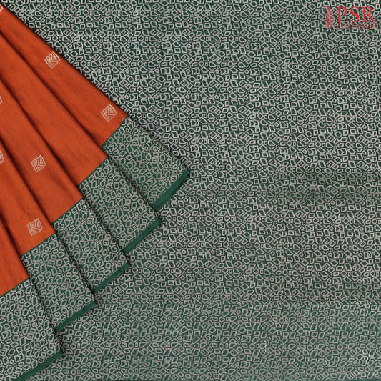 Rust Orange Jute Art Silk Saree