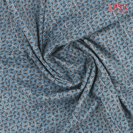 Grey & Blue Jaipur Cotton Print Running Material