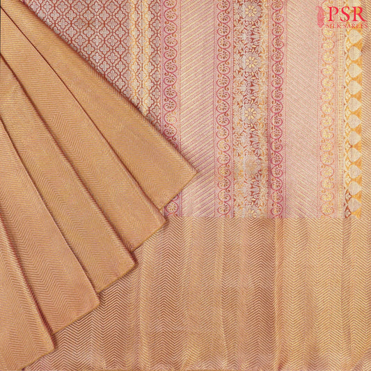 Atomic Tangerine Kanchipuram Tissue Jacquard Silk Saree