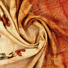 Beige & Mustard Chanderi Silk Cotton Saree