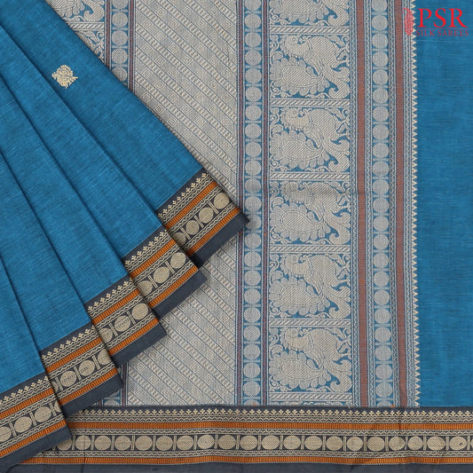 Dark Olympic Blue Kalakshetra Kovai Cotton Saree