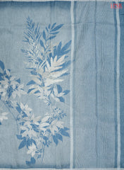 Light Steel Blue Linen Saree