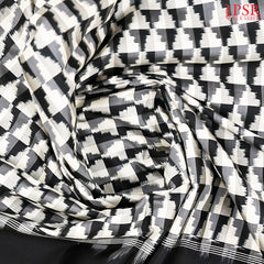 Beige & Black Pochampally Ikat Silk Saree