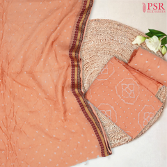 Light Cantaloupe Orange Bandhini Dress Material