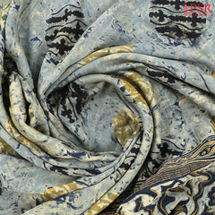 Dusty Blue Jaipur Cotton Printed Saree