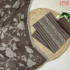 Beaver Brown Semi Crepe Dress Material