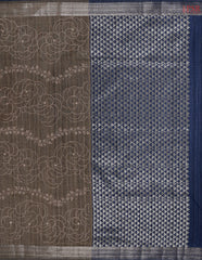 Dark Taupe Semi Tussar Embroidery Saree