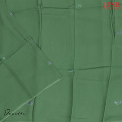 Beige & Basil Green Tussar Silk Dress Material
