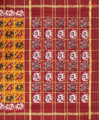 Marigold Orange Pochampally Silk Ikat Saree